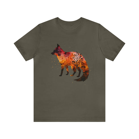 Autumn Fox Silhouette - Short Sleeve Tee Army